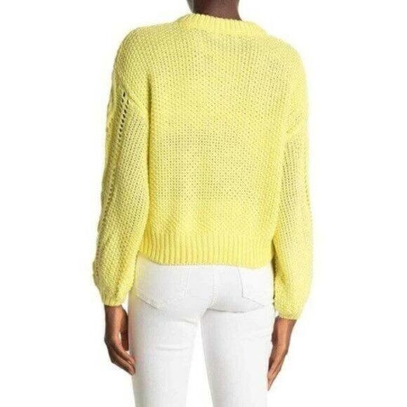 All In Favor Cable Pointelle Yellow Sweater L NWT - Picture 10 of 10